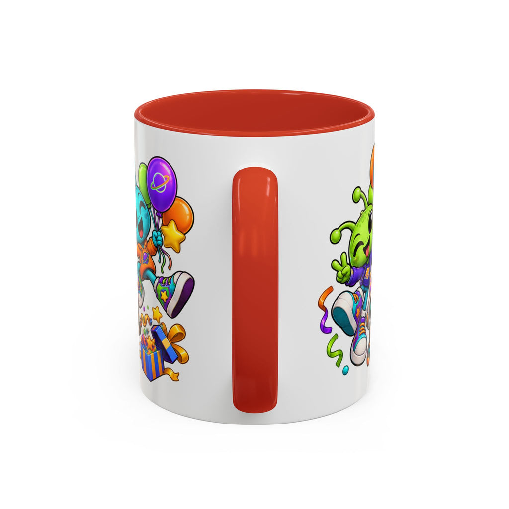 Happy Birthday Alien Mug – Colorful Space Party Cup with Cute Aliens & Robots