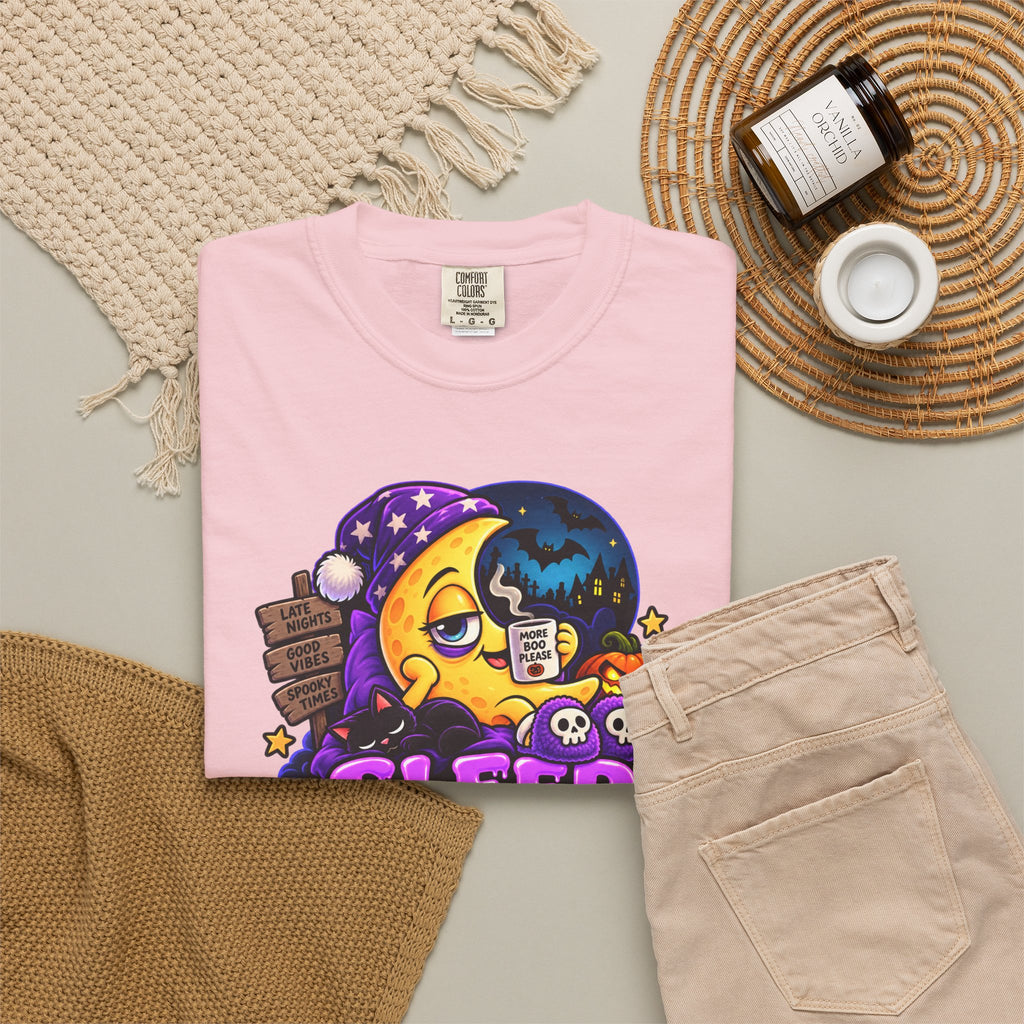 Sleep Is for the Living – Funny Halloween Moon T-Shirt