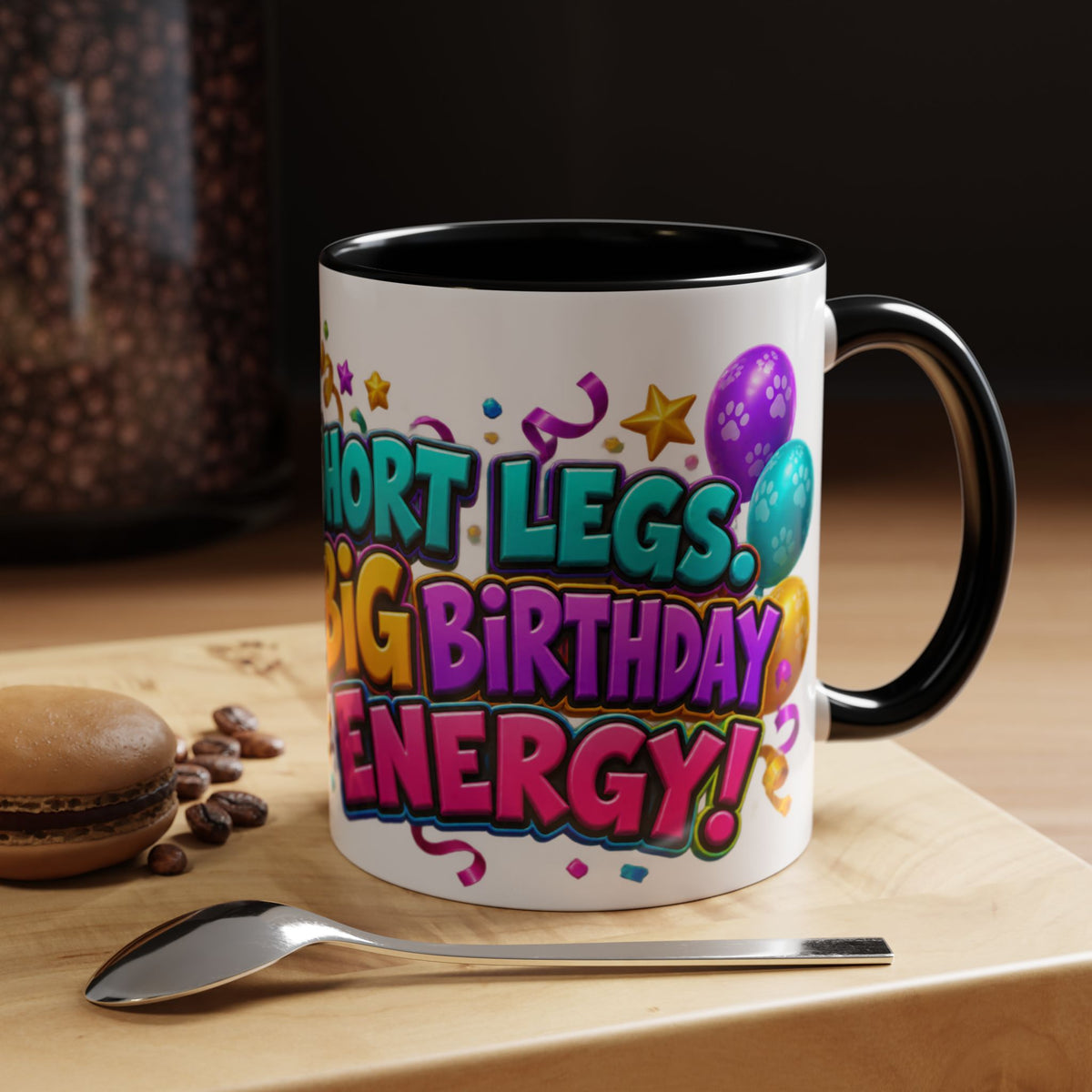 Short Legs Big Birthday Energy Basset Hound White Mug
