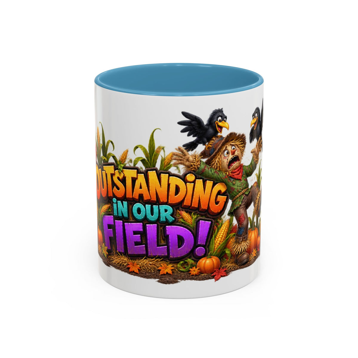 Outstanding in Our Field Funny Scarecrow Halloween White Mug