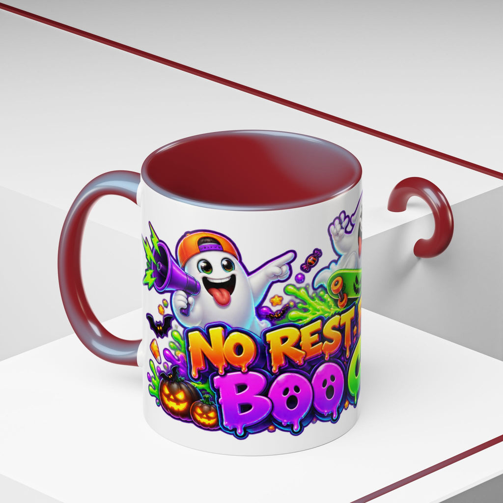 No Rest for the Boo Crew Crazy Ghosts Halloween White Mug
