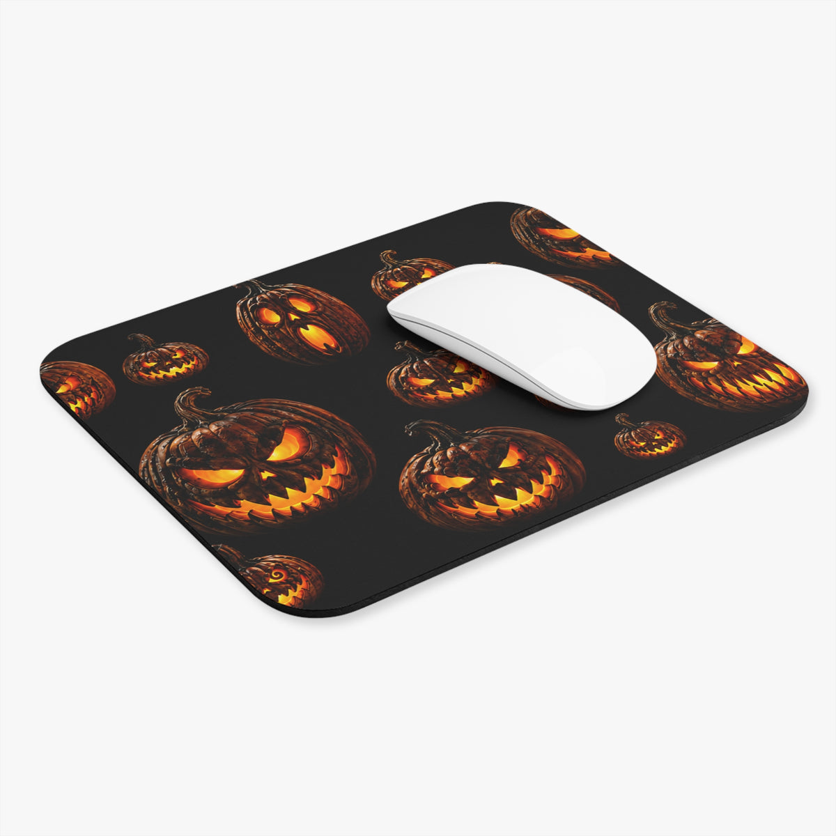 Halloween Jack-o'-Lantern Mouse Pad — Spooky Pumpkin Pattern (9" x 8")