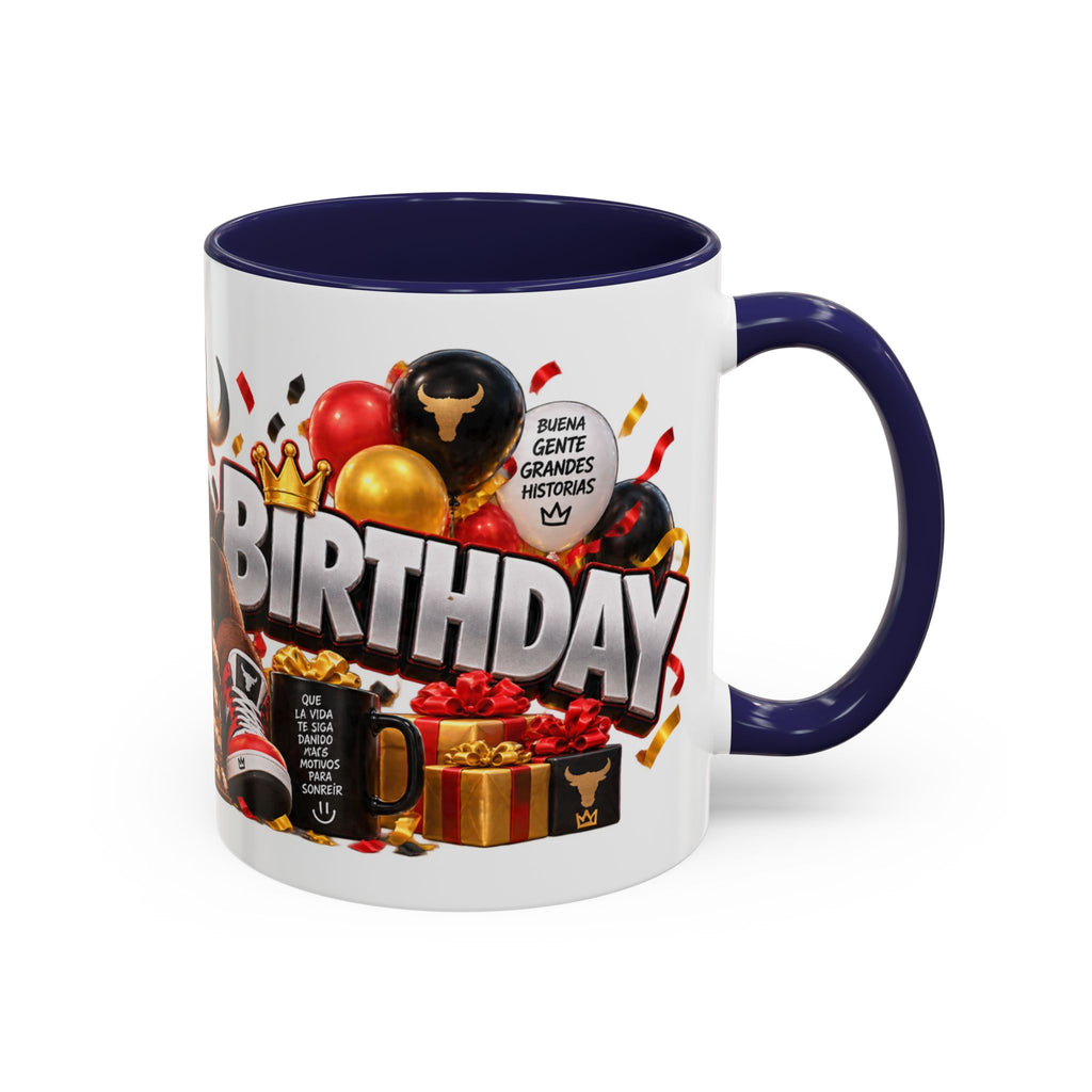 Happy Birthday Bull Mug – Colorful 3D Birthday Gift – White Coffee Mug