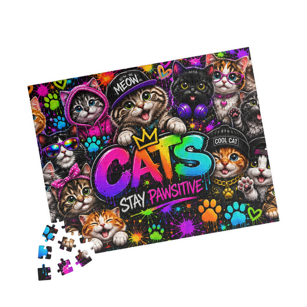 Cats Stay Pawsitive Jigsaw Puzzle — Colorful Cute Cat Collage (110/252)
