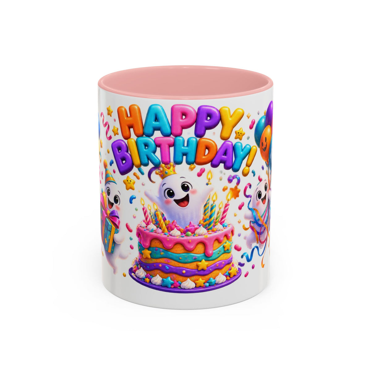 Happy Birthday Accent Coffee Mug - Colorful Celebration Mug (11oz, 15oz)