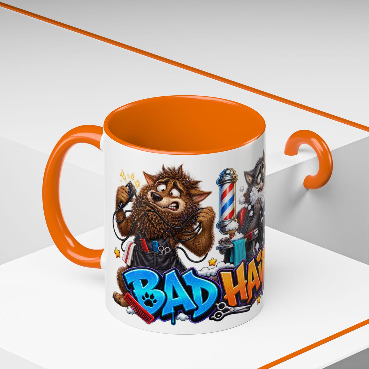 Bad Hair Night Funny Werewolf Barber Halloween White Mug