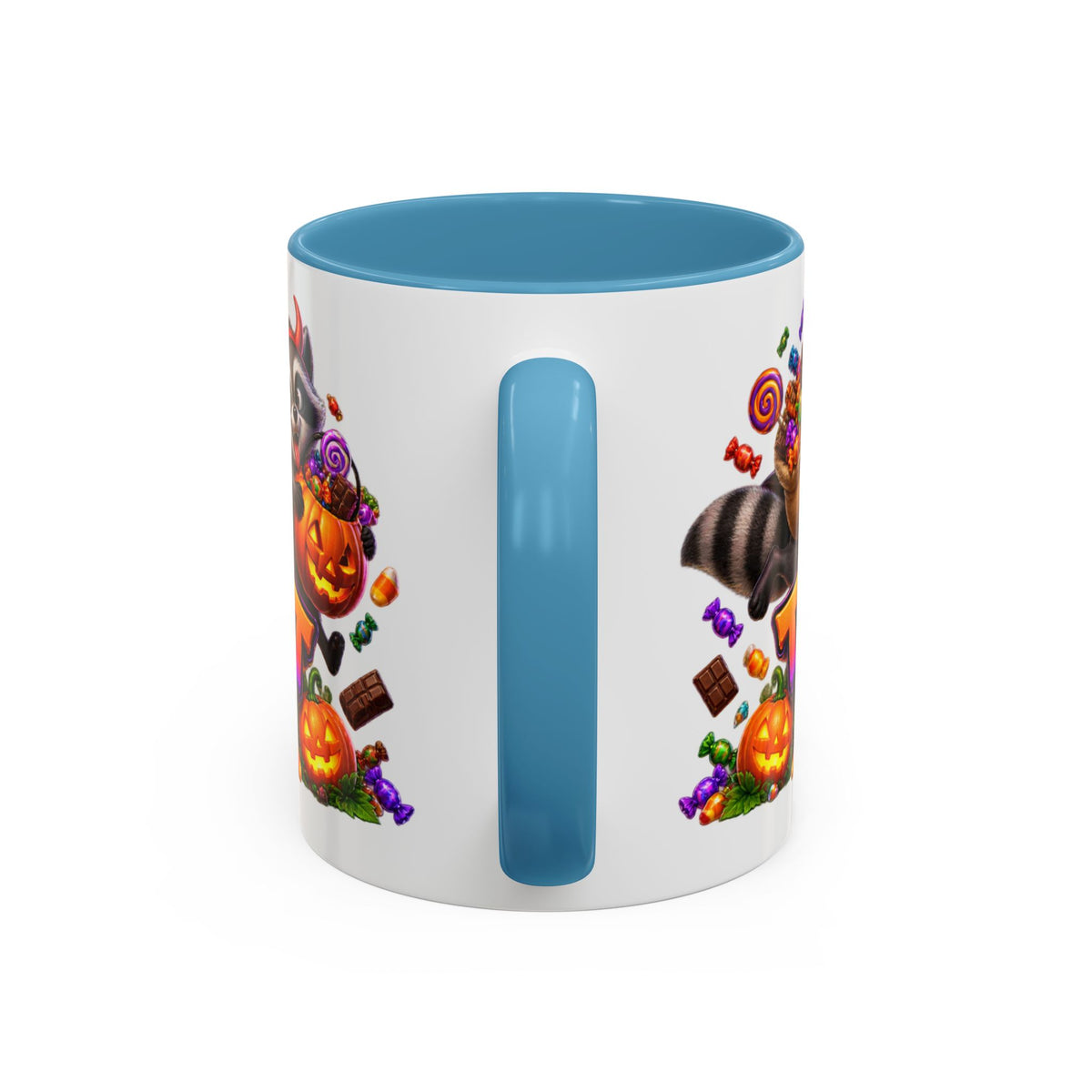 Trick or Treat Bandits Raccoons Halloween White Mug