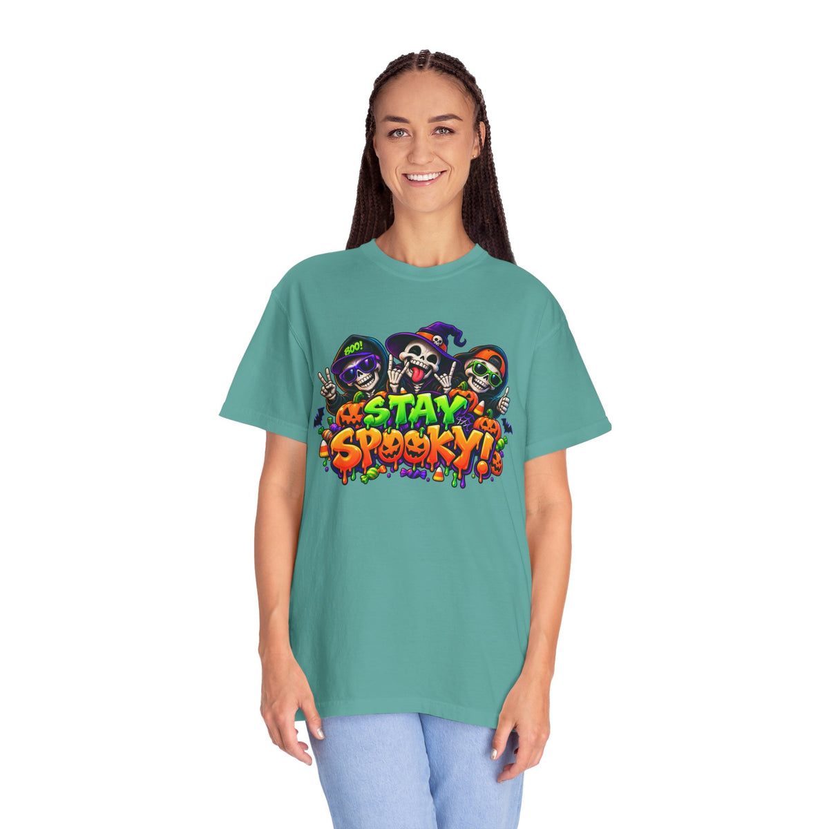 Stay Spooky Halloween T-Shirt – Funny Skeleton Crew Colorful Graphic Tee