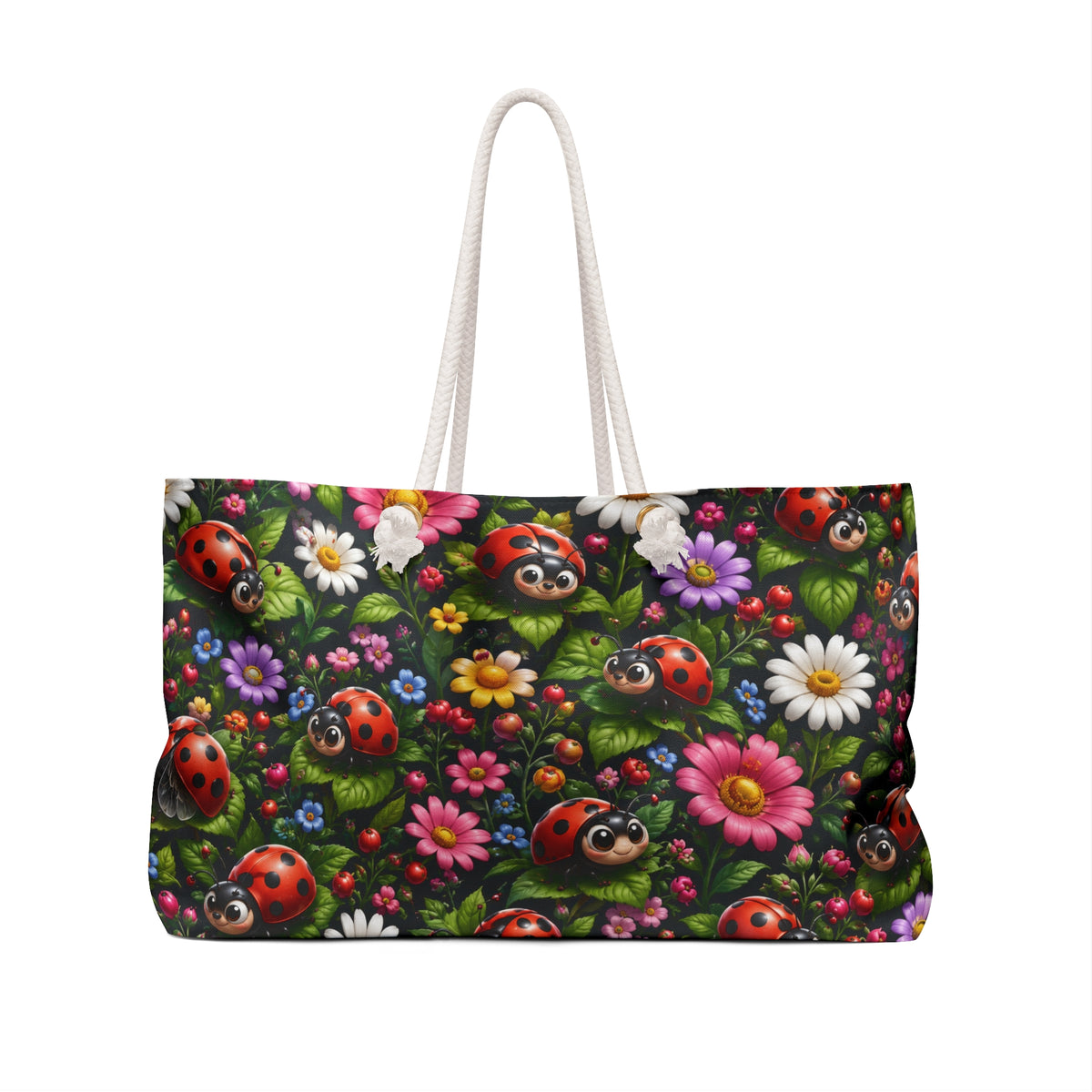 Ladybug Floral Weekender Bag — Cute Garden Travel Tote