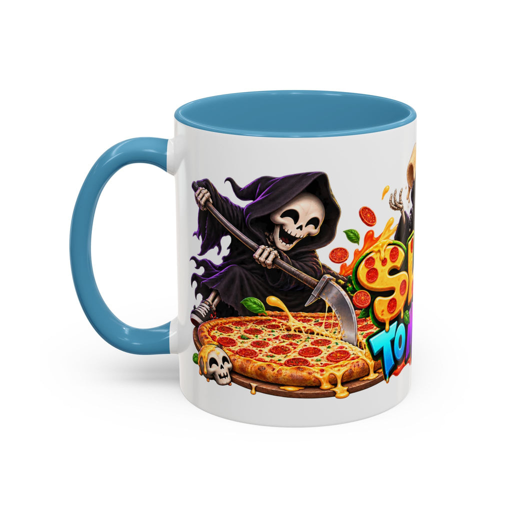 Slice to Meet You Funny Grim Reaper Pizza Halloween White Mug
