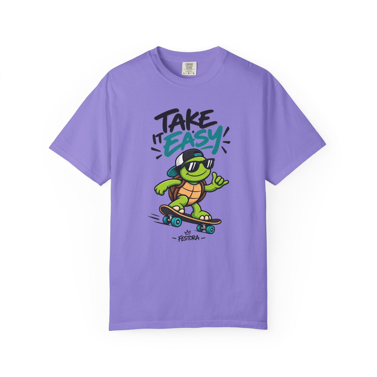 Take It Easy Skate Turtle Graphic T-Shirt | Festora Everyday