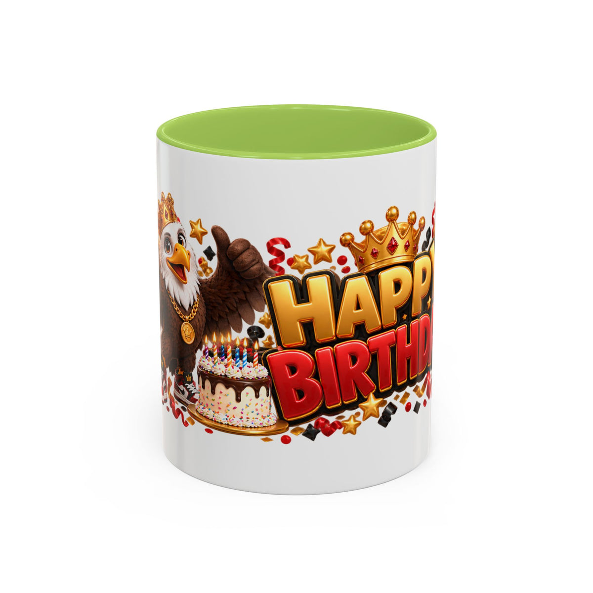 Happy Birthday Eagle Mug – Colorful 3D Birthday Gift – White Coffee Mug