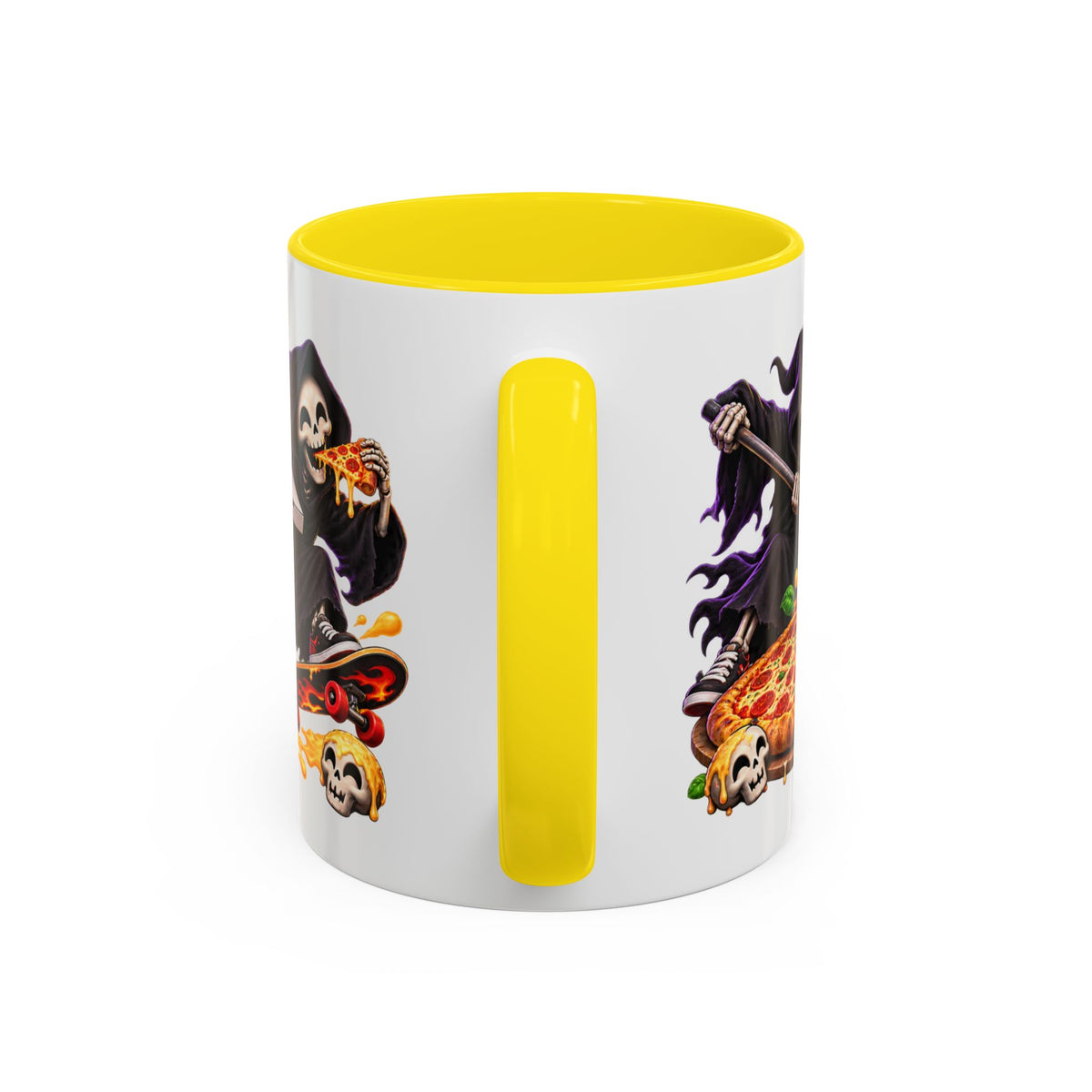 Slice to Meet You Funny Grim Reaper Pizza Halloween White Mug