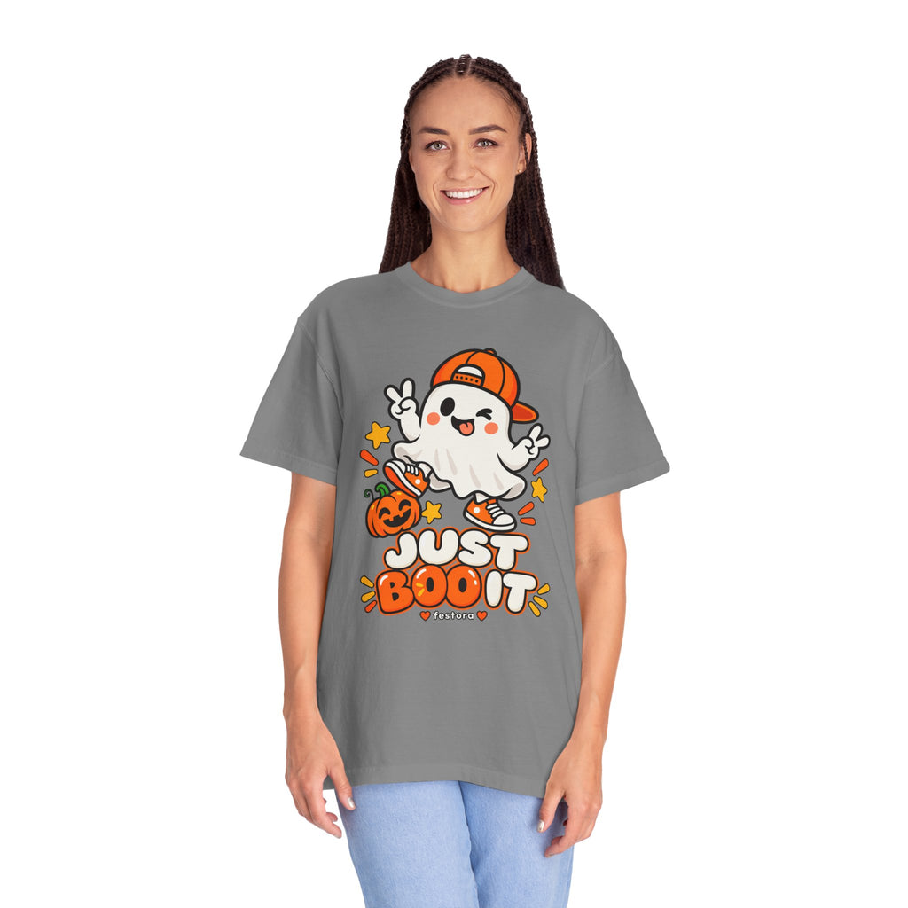 Just Boo It Halloween T-Shirt | Cute Skater Ghost Graphic Tee