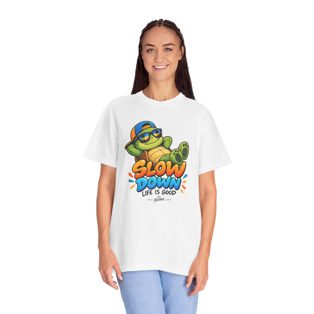 Slow Down, Life Is Good – Turtle Graphic T-Shirt | Festora Everyday