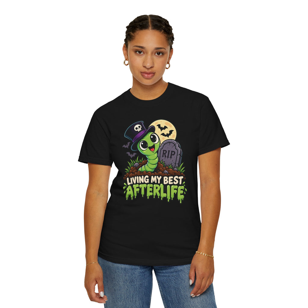 Living My Best Afterlife – Cute Halloween Graveyard Worm T-Shirt