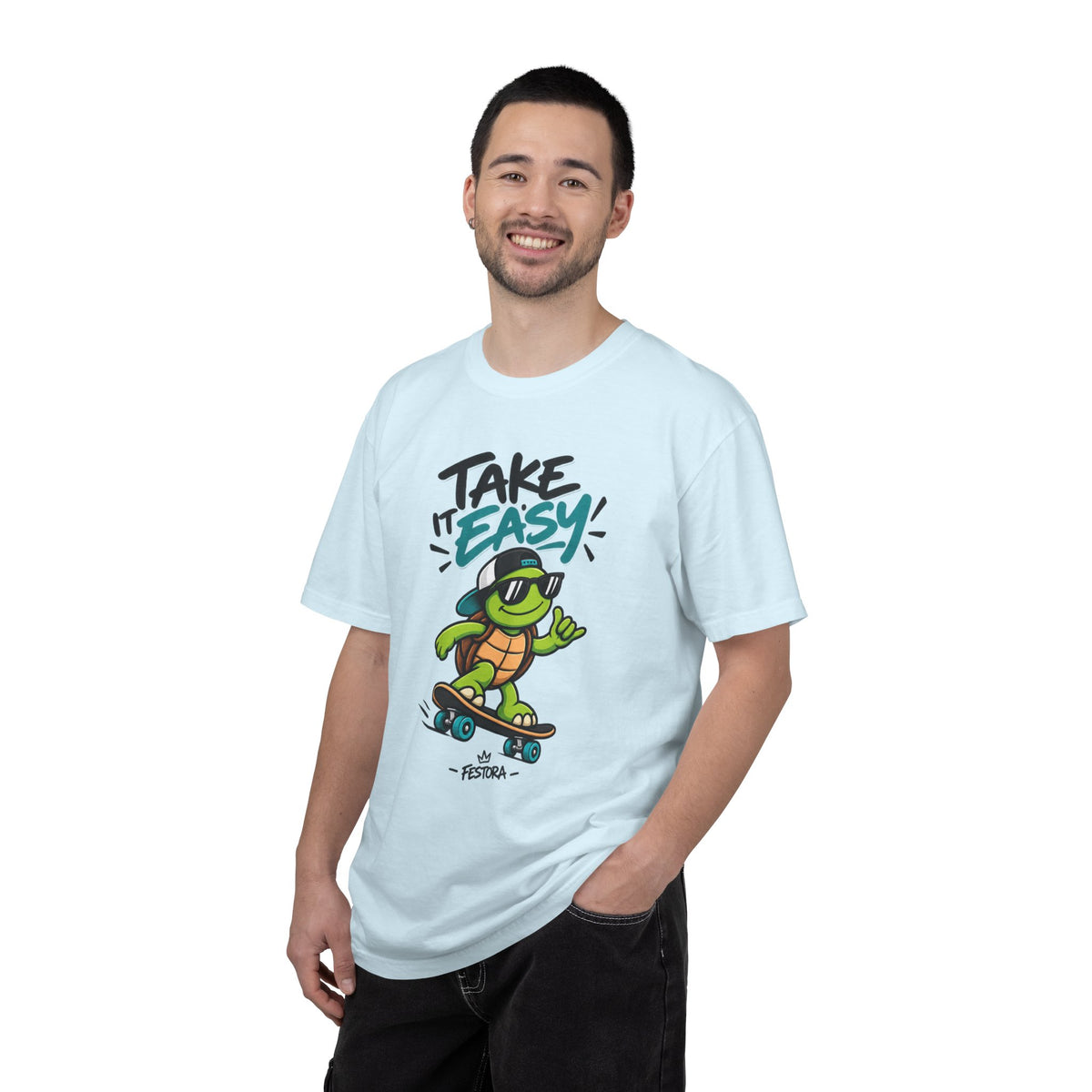 Take It Easy Skate Turtle Graphic T-Shirt | Festora Everyday