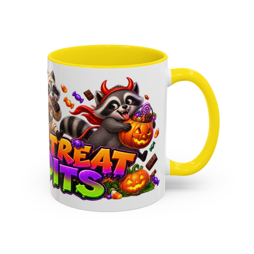 Trick or Treat Bandits Raccoons Halloween White Mug