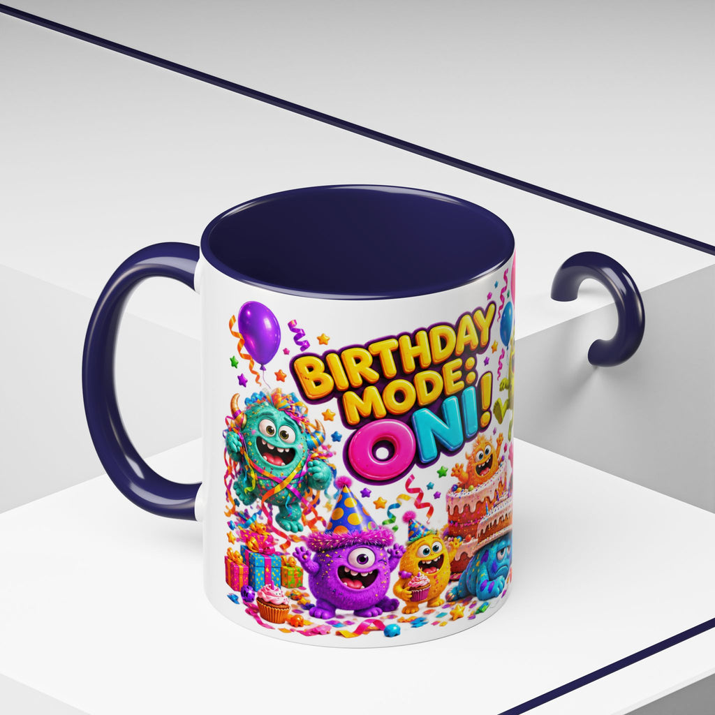 Birthday Mode On Monsters Coffee Mug — Colorful Party Coffee Cup (11/15oz)