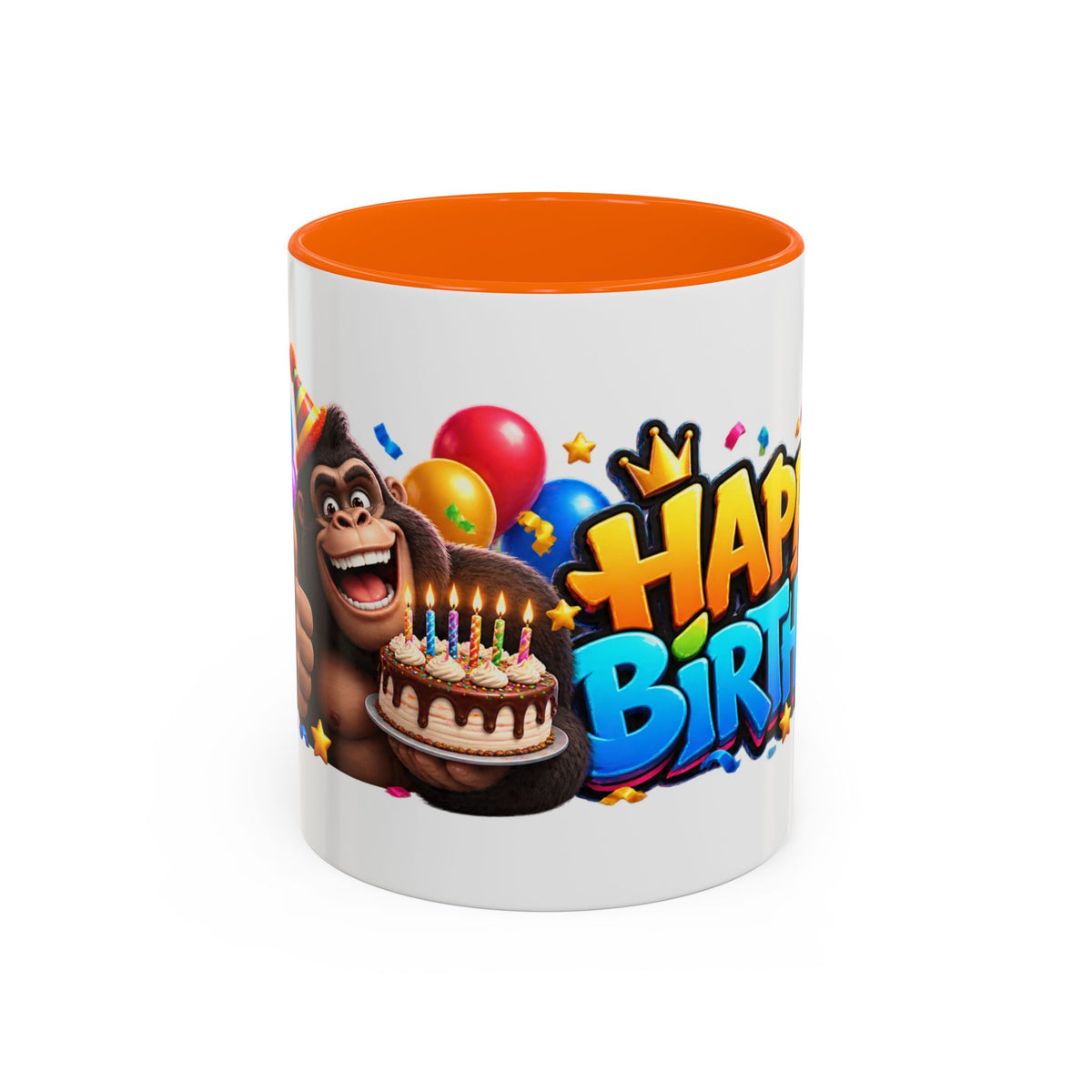 Gorilla Happy Birthday Mug - Colorful 3D Celebration Design