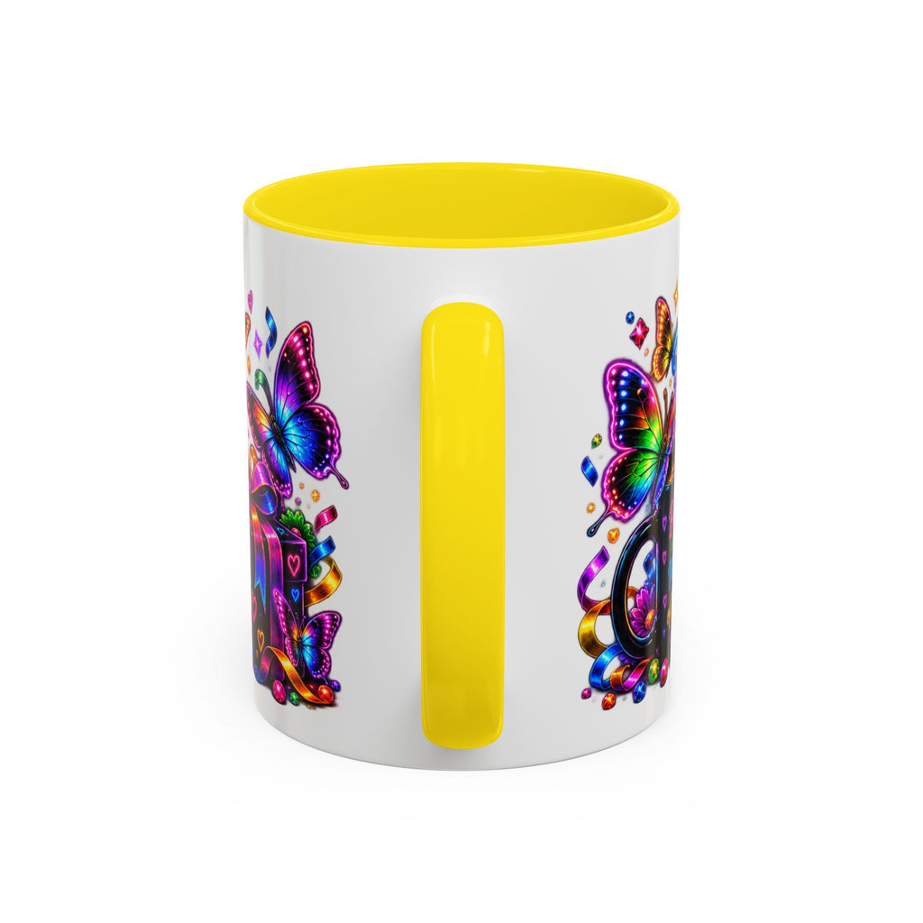 Birthday Coffee Mug – Colorful "Happy Birthday" Gift Mug with Butterflies & Candles