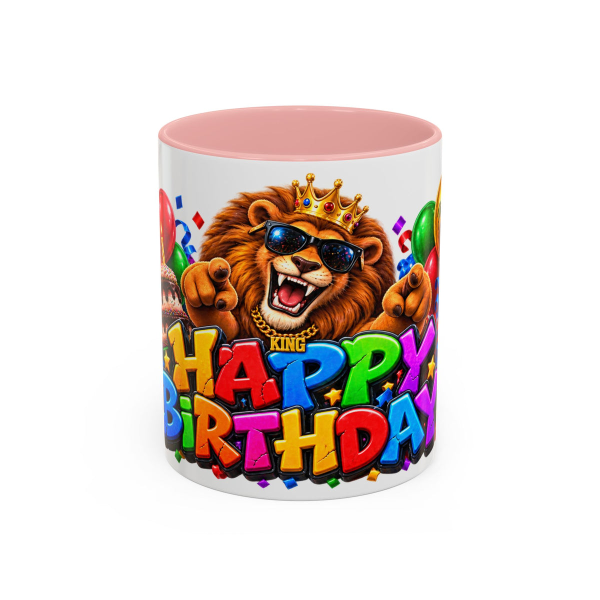 Lion Happy Birthday Mug – Colorful 3D King Celebration Design