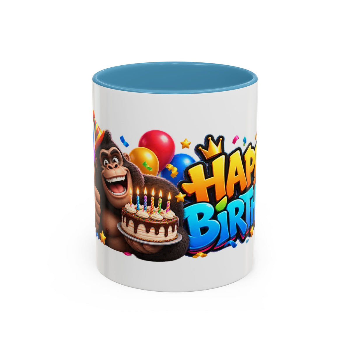 Gorilla Happy Birthday Mug - Colorful 3D Celebration Design