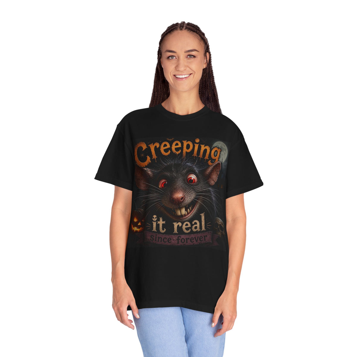 Creeping It Real Halloween T-Shirt — Vintage Spooky Rat Graphic Tee