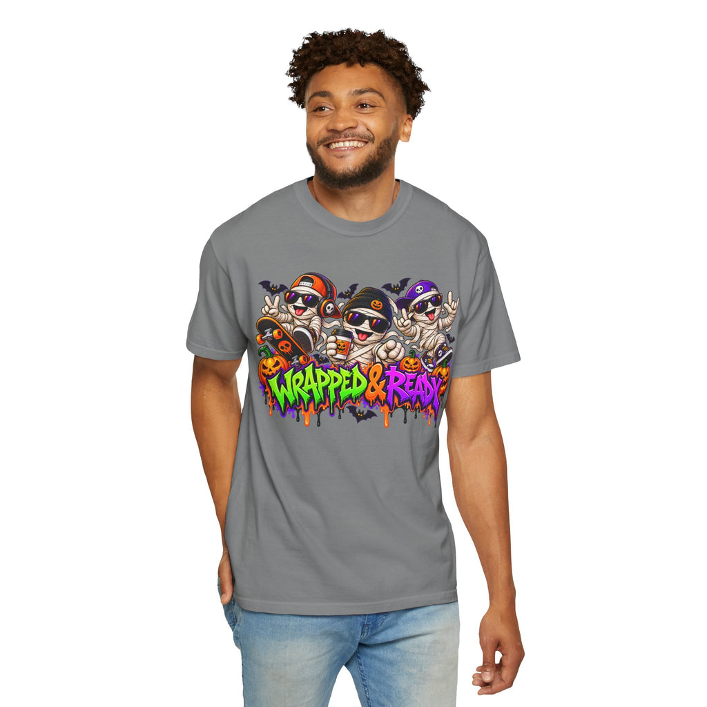 Wrapped & Ready – Halloween Mummy Crew Graphic T-Shirt