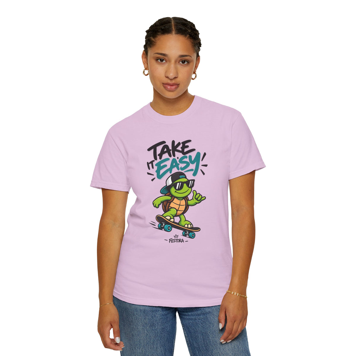 Take It Easy Skate Turtle Graphic T-Shirt | Festora Everyday