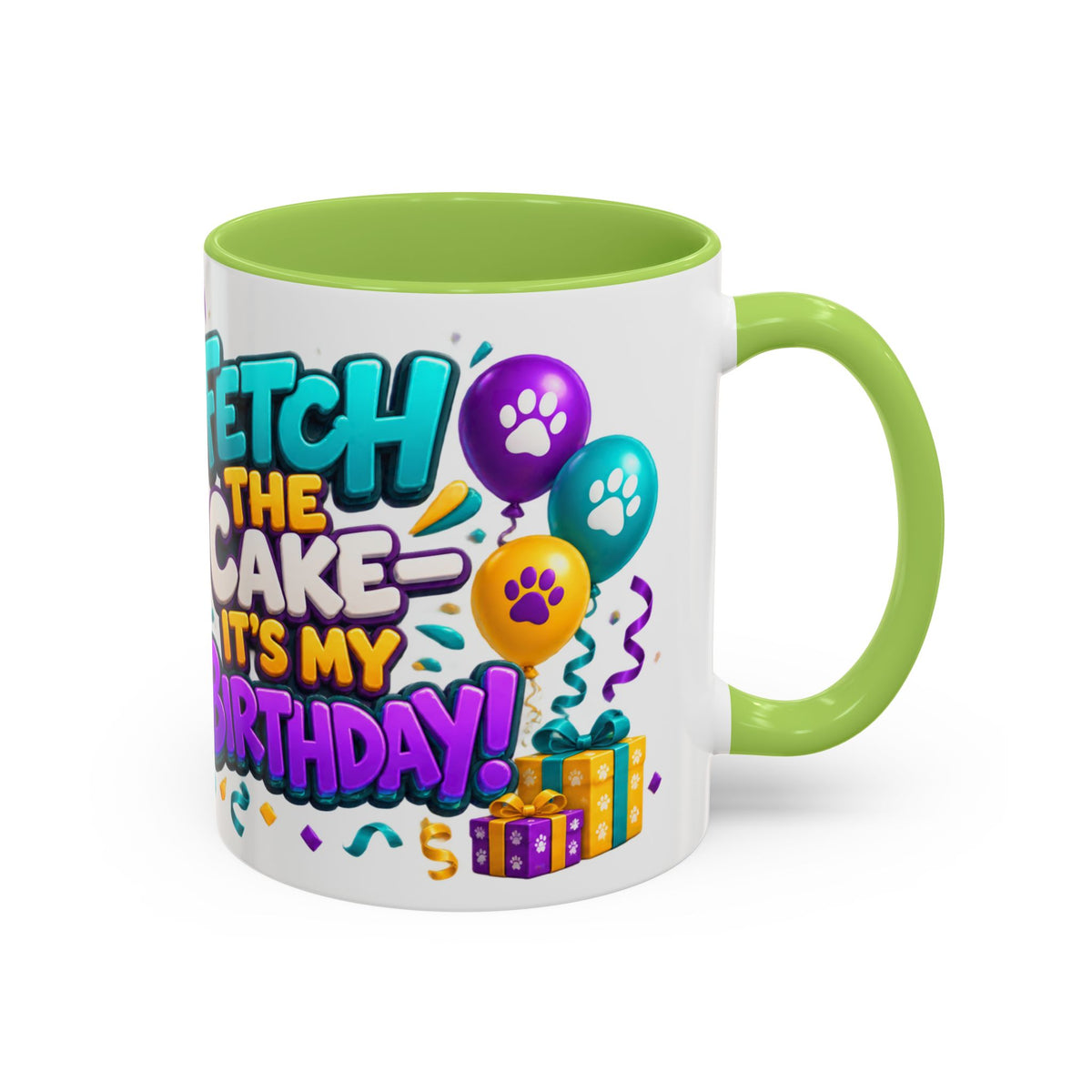Beagle Birthday Mug – Fetch the Cake White Ceramic Coffee Cup