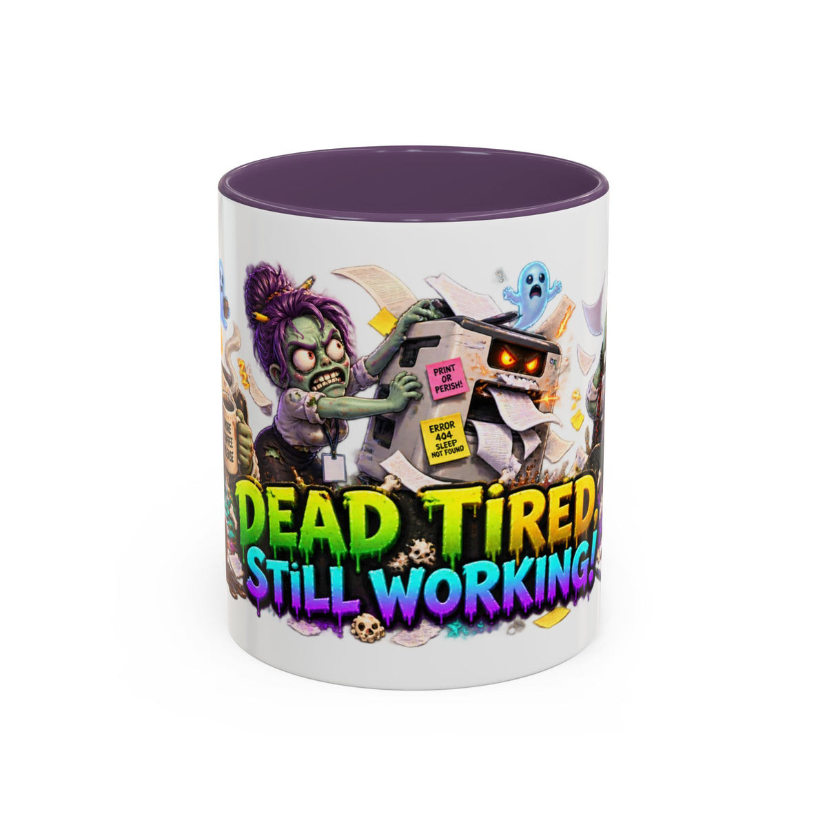 Dead Tired Still Working Zombie Office Halloween White Mug