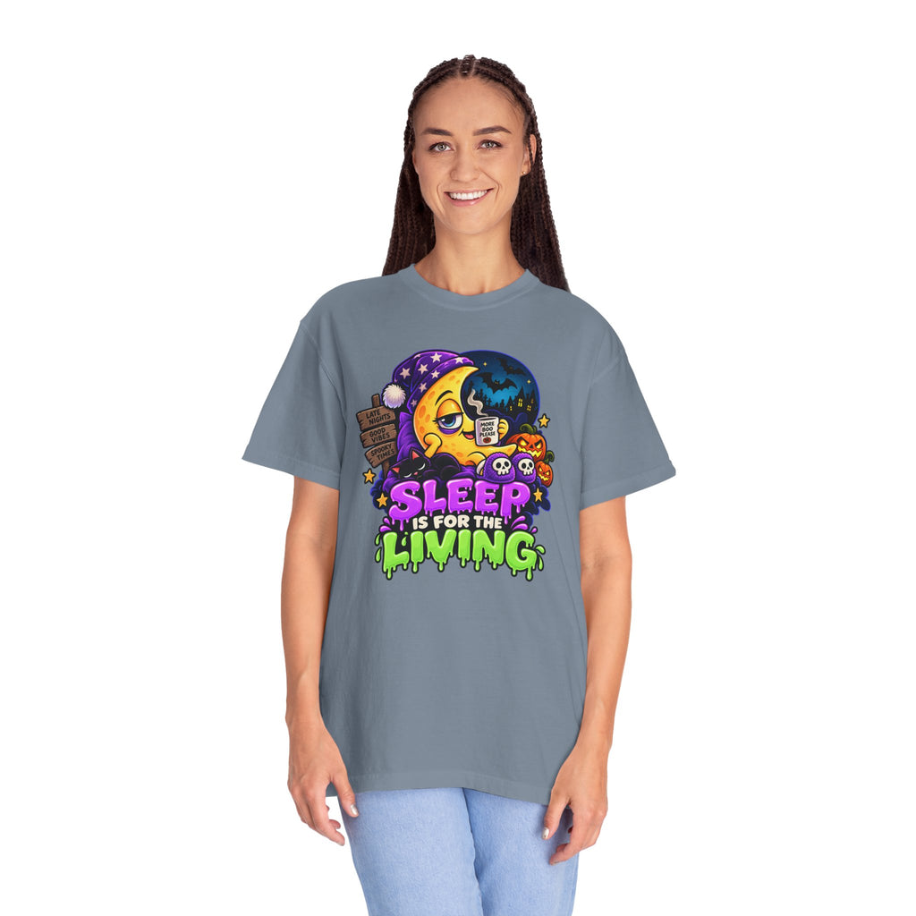 Sleep Is for the Living – Funny Halloween Moon T-Shirt