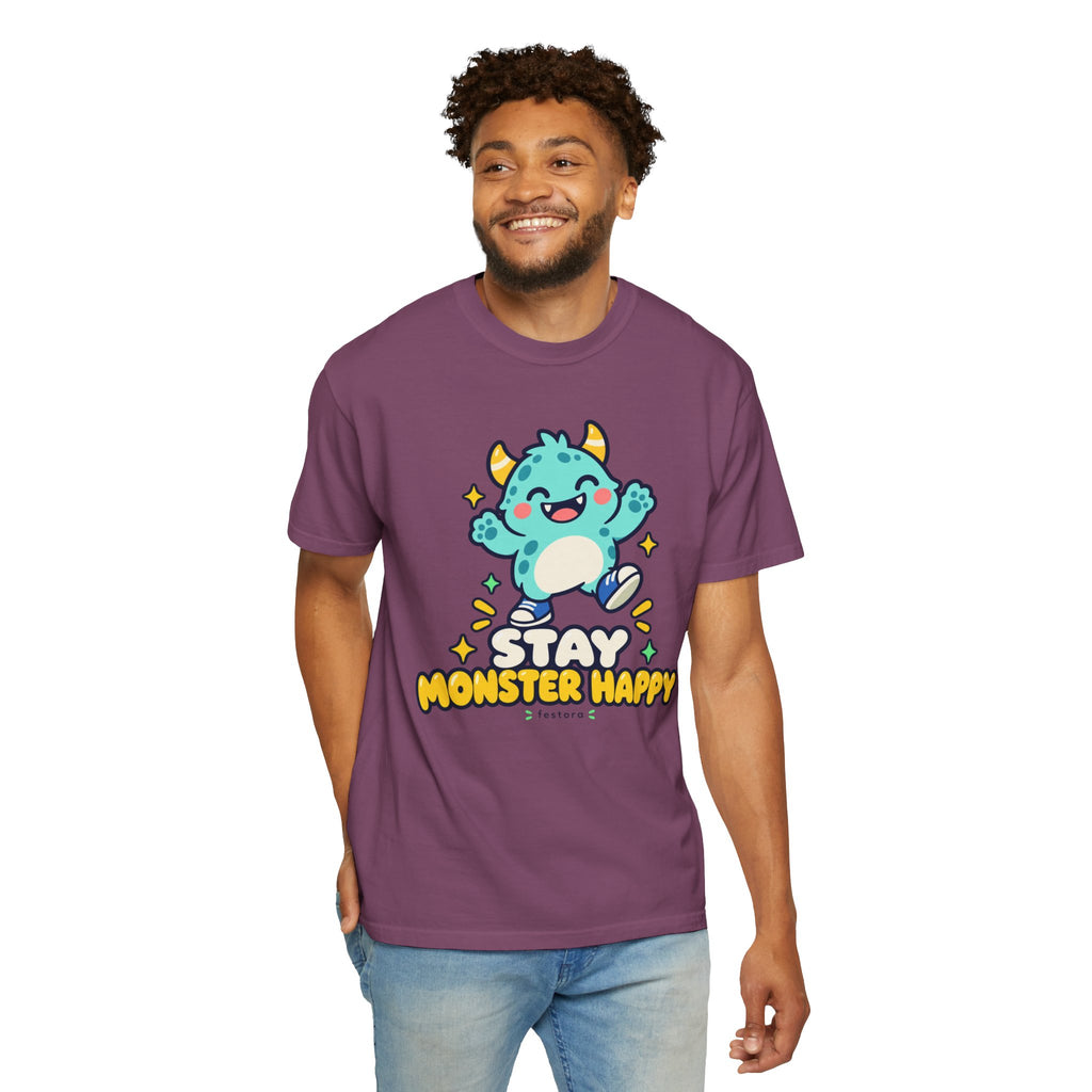 Stay Monster Happy – Cute Monster Graphic T-Shirt