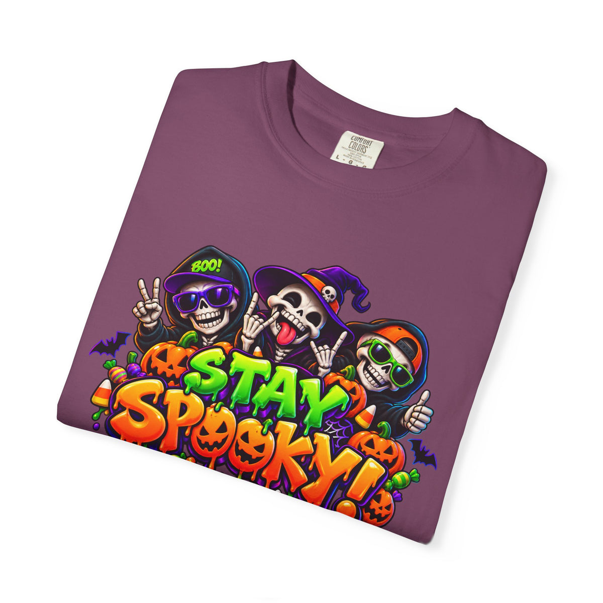 Stay Spooky Halloween T-Shirt – Funny Skeleton Crew Colorful Graphic Tee
