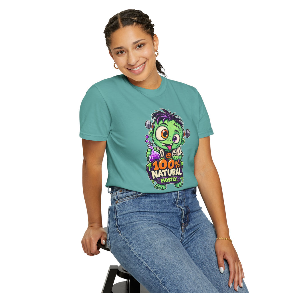 100% Natural. Mostly. – Cute Halloween Lab Monster T-Shirt