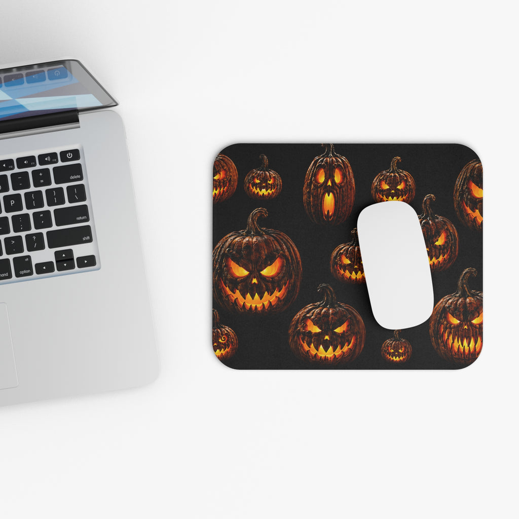 Halloween Jack-o'-Lantern Mouse Pad — Spooky Pumpkin Pattern (9" x 8")