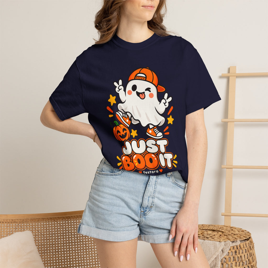 Just Boo It Halloween T-Shirt | Cute Skater Ghost Graphic Tee