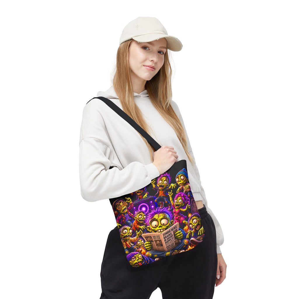 FestoraShop Funny Zombies Tote Bag - Cute 3D Halloween Zombie Reading Design
