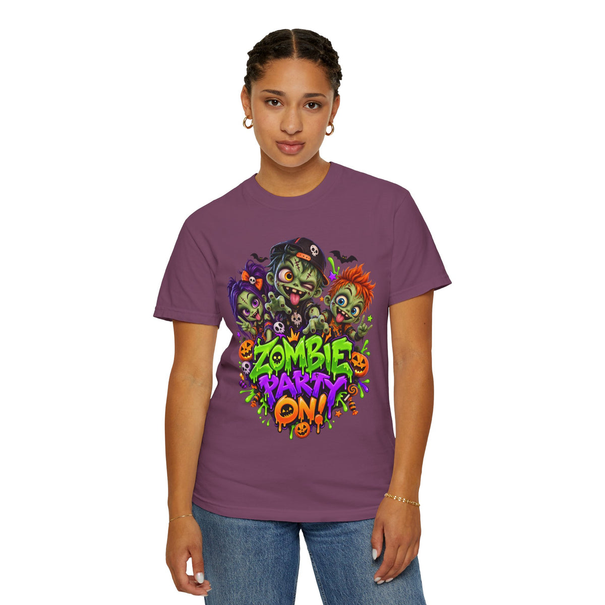 Zombie Party On! – Halloween Zombie Crew Graphic T-Shirt
