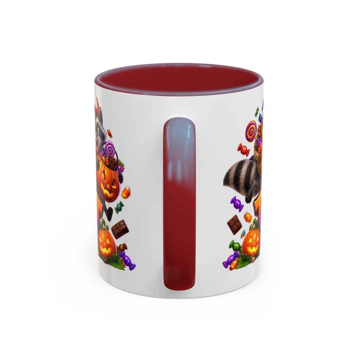 Trick or Treat Bandits Raccoons Halloween White Mug