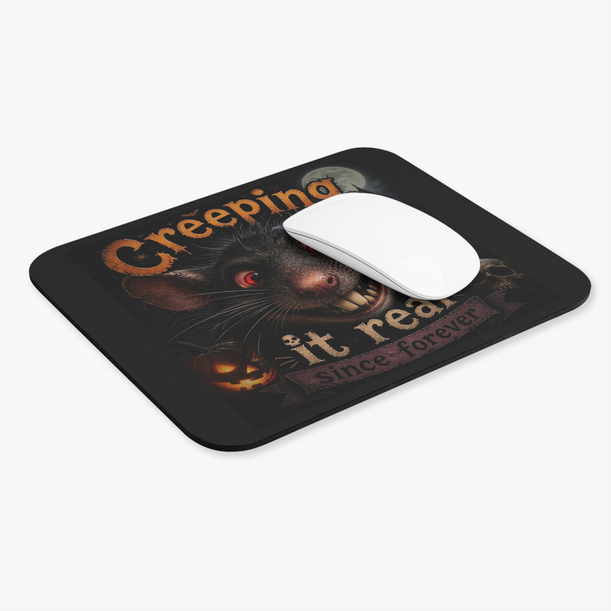 Creeping It Real Halloween Mouse Pad — Spooky Rat Design