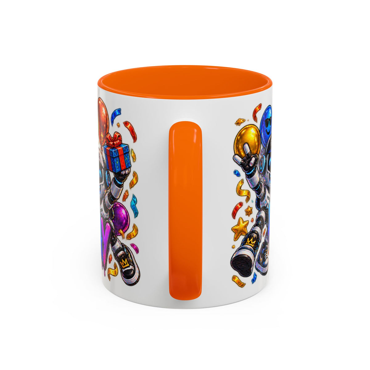 Birthday Robot Coffee Mug — Colorful Happy Birthday Accent Mug (11oz)
