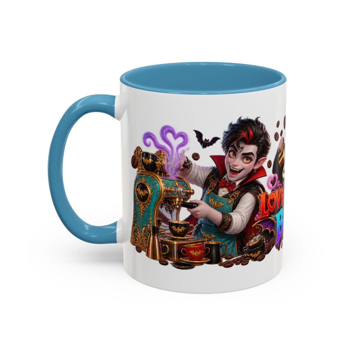Love at First Bite Vampire Barista Halloween White Mug