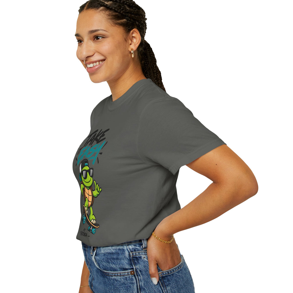 Take It Easy Skate Turtle Graphic T-Shirt | Festora Everyday