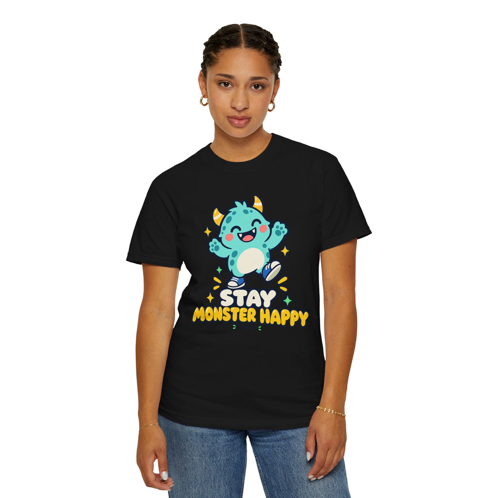 Stay Monster Happy – Cute Monster Graphic T-Shirt