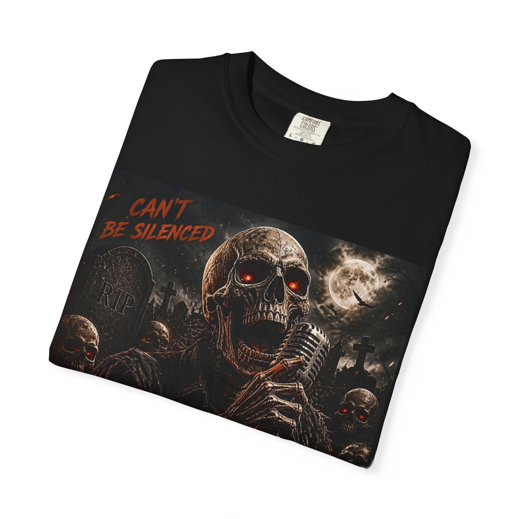 Born to Rock Skull T-Shirt — 'I Can't Be Silenced' Heavy Metal Tee