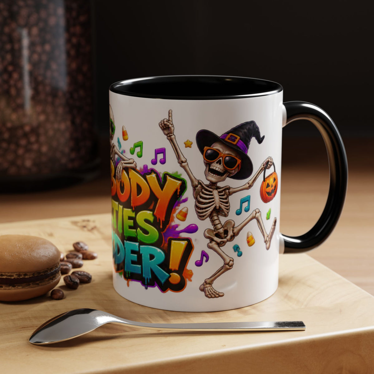 No Body Parties Harder Halloween Skeleton Party White Mug