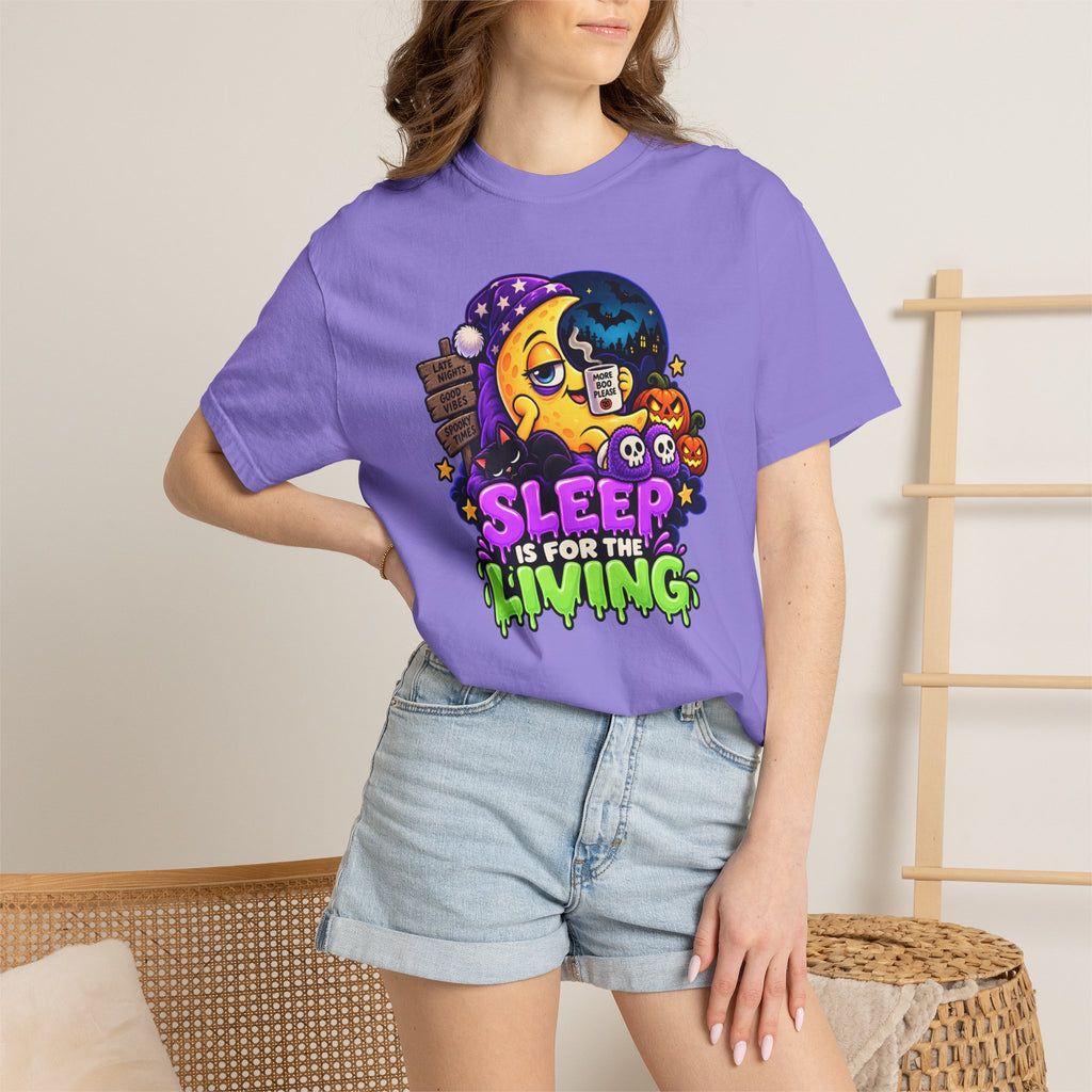 Sleep Is for the Living – Funny Halloween Moon T-Shirt