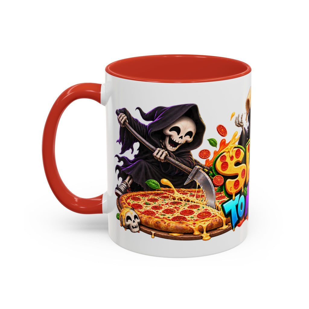 Slice to Meet You Funny Grim Reaper Pizza Halloween White Mug